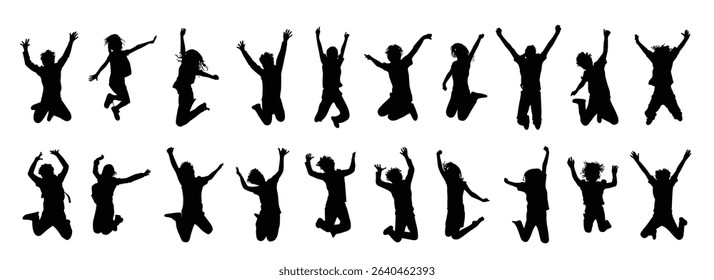set of kids jumping vector illustration