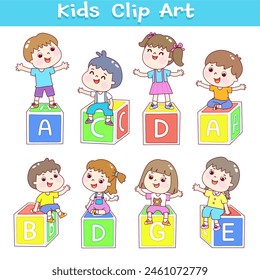 Set for kids learning math vector. 