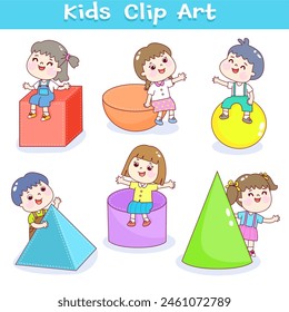 Set for kids learning math vector. 