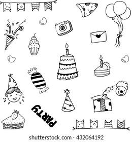 Set for kids party doodle vector illustration