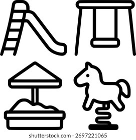 set of kids playground elements sign, symbol, vector, art