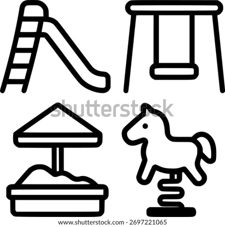 set of kids playground elements sign, symbol, vector, art