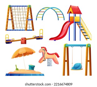 Set of kids playground equipment illustration isolated on white background