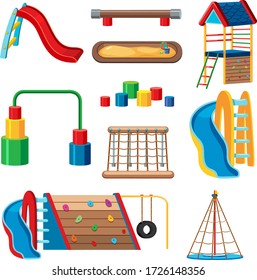 Set of kids playground in the park illustration