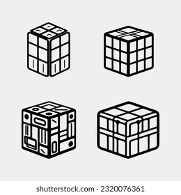 set of kids playing blocks puzzle vector isolated on white background