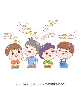 Set kids playing music vector.