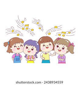 Set kids playing music vector.