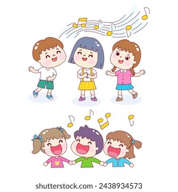 Set kids playing music vector.