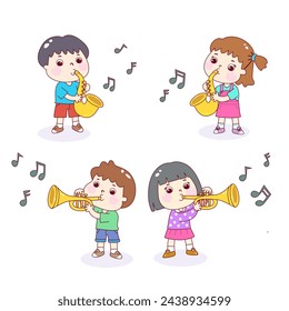 Set kids playing music vector.