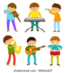 set of kids playing musical instrument