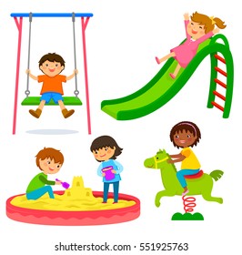 set of kids playing in a playground