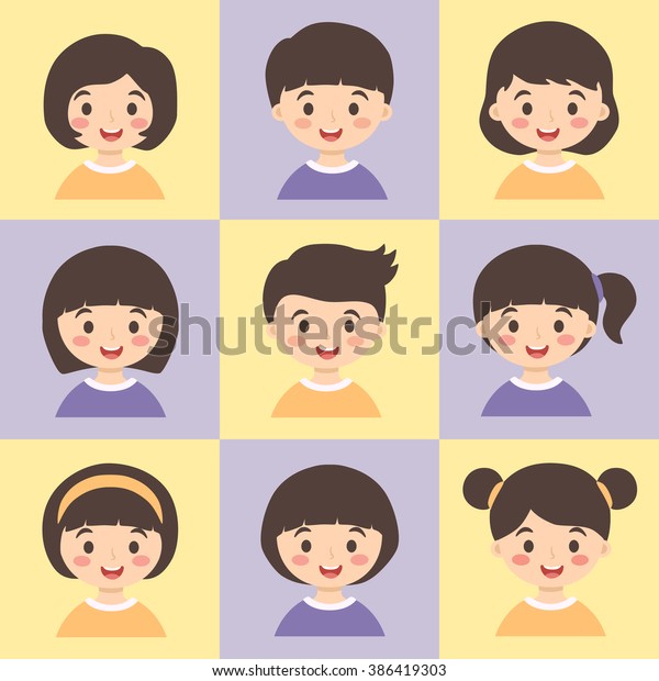 Set Kids Purple Orange Vector Illustration Stock Vector Royalty
