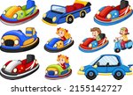 Set of kids riding Go-Kart illustration