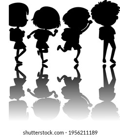 Set of kids silhouette with reflex illustration