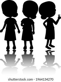 Set of kids silhouette with reflex illustration