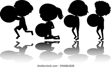 Set of kids silhouette with reflex illustration