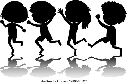 Set of kids silhouette with reflex illustration