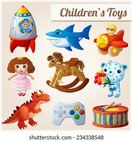 Set of kid's toys. Part 2. Cartoon vector illustration.