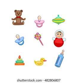Set of kids toys. Vector illustration - EPS 8.