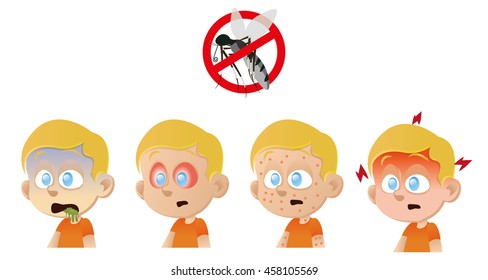Set of kids with virus, Vector illustration