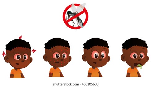 Set of kids with virus, Vector illustration