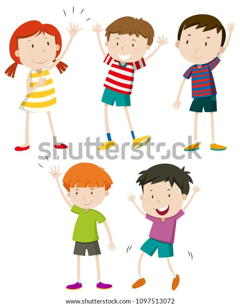 Set Kids Waving Illustration Stock Vector (Royalty Free) 1097513072 ...