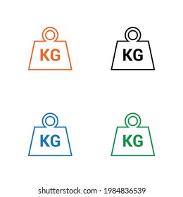 set of kilogram weight icon flat style isolated on white background