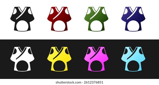 Set Kimono icon isolated on black and white background. Chinese, Japanese, Korean, Vietnamese wearing national costumes, kimono. Traditional Asian costumes.  Vector