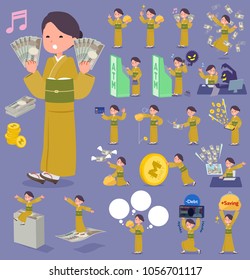 A set of kimono women with concerning money and economy.
There are also actions on success and failure.
It's vector art so it's easy to edit.