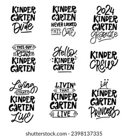  Set KINDERGARTEN handwriting phrase, for stickers for kindergarten