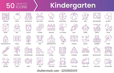 Set kindergarten icons  Gradient style icon bundle  Vector Illustration