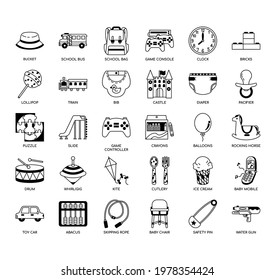 Set of Kindergarten thin line and pixel perfect icons for any web and app project. 