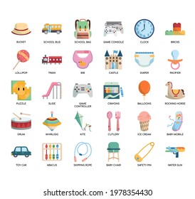 Set of Kindergarten thin line and pixel perfect icons for any web and app project. 