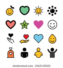 a set of kindness element vector illustration, happiness, people, on white background