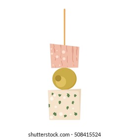 Set kinds of festive snacks canapes prepared isolated sandwich meat dish