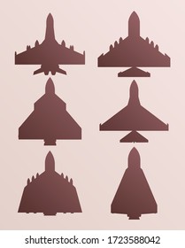 a set kinds of fighter and rocket icons for web logos. Silhouette Theme retro