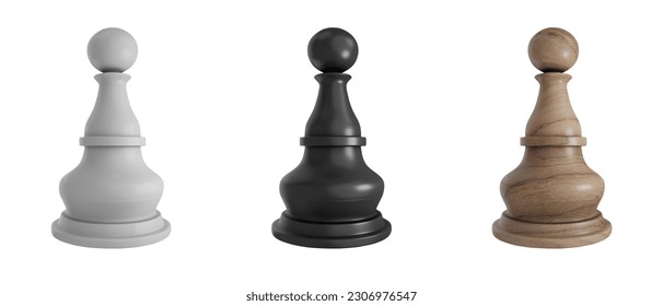 set of king chess pieces for holiday vector icon 3d