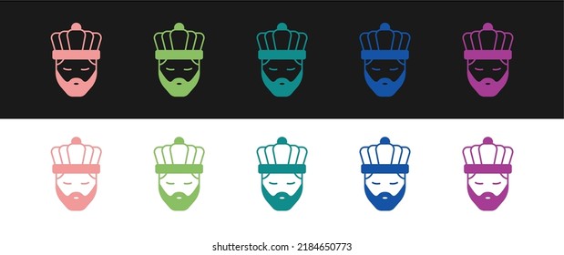 Set King with crown icon isolated on black and white background.  Vector