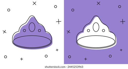 Set King crown icon isolated on white and purple background.  Vector