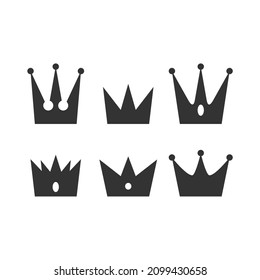 set of king crown silhouette on white background, simple vector  sharp jewelery king crown