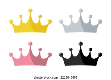 Set king crown vector icon on white background