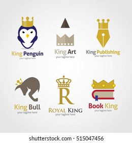 Set of King Design Logo Template. Vector Illustration