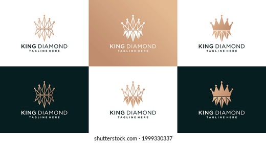 Juego de plantillas de diseño del logotipo del diamante king con concepto moderno y de francia Vector Premium