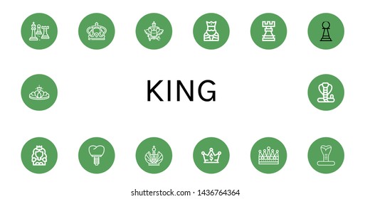 Set of king icons such as Chess, Crown, Coat of arms, King, Rook, Pawn, Princess, Cobra , king