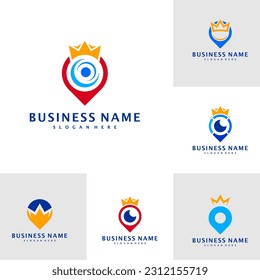 Set of King Point logo template, Creative Point logo design vector, King logo concept