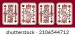 set of King and queen playing card vector illustration set of hearts, Spade, Diamond and Club, Royal cards design collection