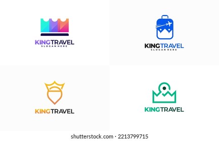 Conjunto de diseños de King Travel Logo concepto ilustración vectorial, símbolo de los diseños de logotipos turísticos