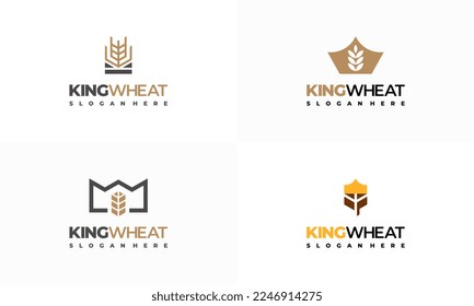 Set of King Wheat Logo designs concept vector, Royal Grain Wheat logo template