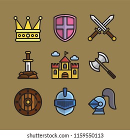Set of Kingdom/Medieval icons, flat design style. EPS vector format that can be resized without losing quality