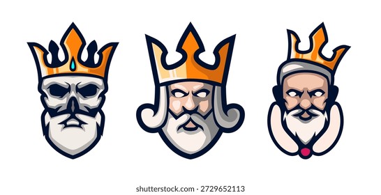 Design-Vorlage für Kings Head-Logo. Geeignet für Sport, Spiele oder andere mittelalterliche Geschäfte.